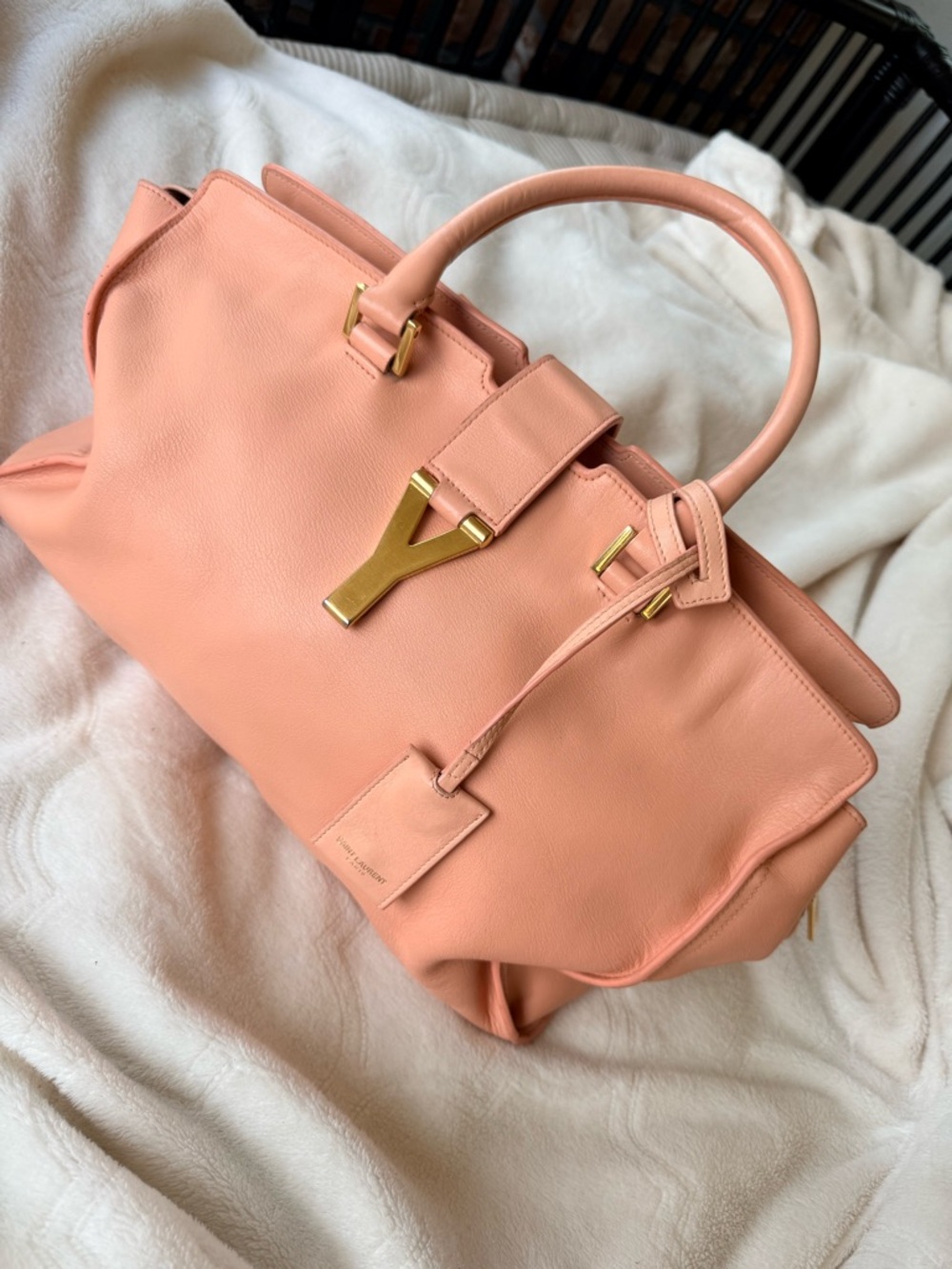 Yes Saint Laurent Y Cabas medium PinkLeather Satchel Handbag